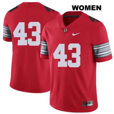 Women's NCAA Ohio State Buckeyes Robert Cope #43 College Stitched 2018 Spring Game No Name Authentic Nike Red Football Jersey MG20W78RT